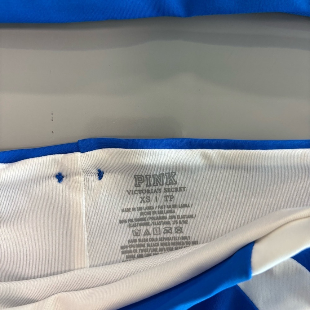 PINK Victoria's Secret Good Vibes Blue and White Bikini. Size XSmall - Picture 3 of 5